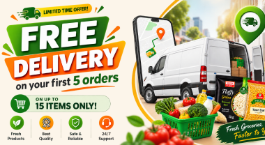 Free delivery on your first 5 orders. Min order $50, 15 items only.